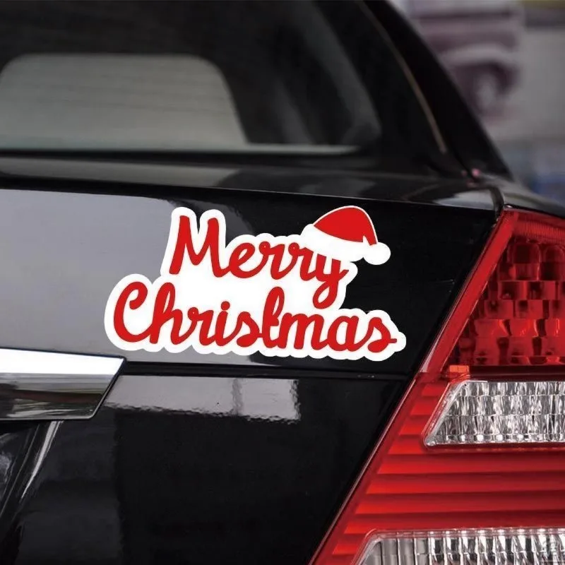 

Creative Christmas Hat English Red Cartoon Car Sticker Suitable for Car Windows and Doors