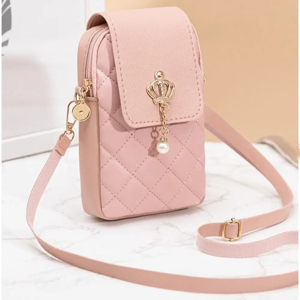 Fashion PU Leather Phone Shoulder Bag Mini with Pendant Women Crossbody Bag Casual Waterproof Messenger Bag