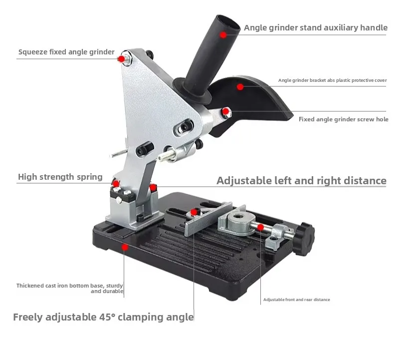 High-quality cordless angle grinder with disc trigger switch support frame base - power tool for electric operation