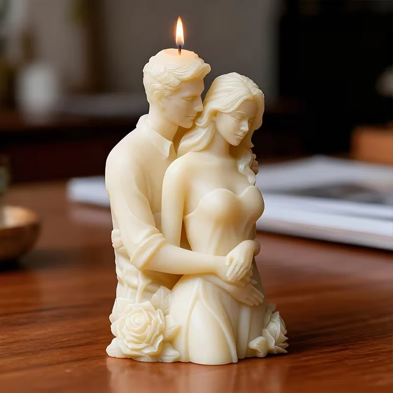 Romantic Valentine's Day Couple Candle Mold, 3D Angel Couple, Easy To Demould DIY Aromatherapy Craft Tools