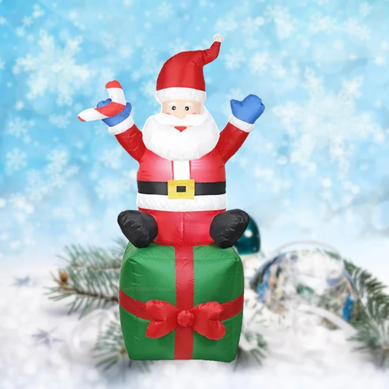 1,8 M inflable Papá Noel sentado regalo luz LED juguete inflable patio al aire libre decoración de fiesta de Navidad y Año Nuevo
