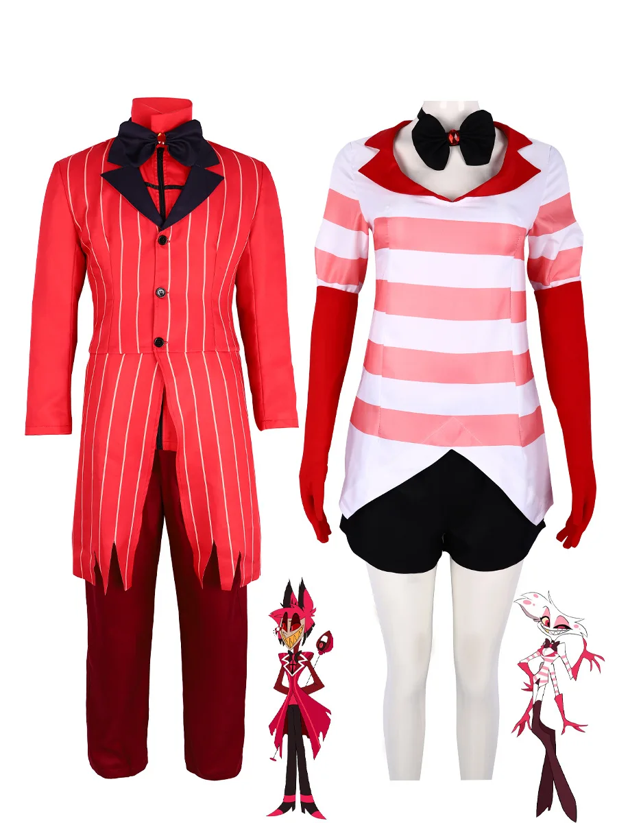 Anime Hotel Vaggie Cosplay Hazzbin Alastor Charlie Cos rosso tuta Costume travestimento maschera abiti di Halloween per donne adulte uomini