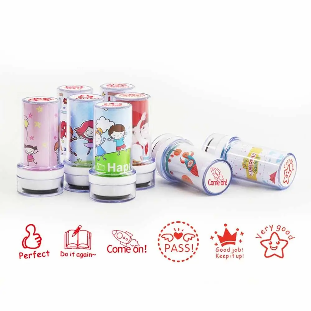 Self-ink English Commentary Stamp Reward Seal Encouragement Teaching Stamp Cartoon Stamps Scrapbooking Stamper Children Stamps