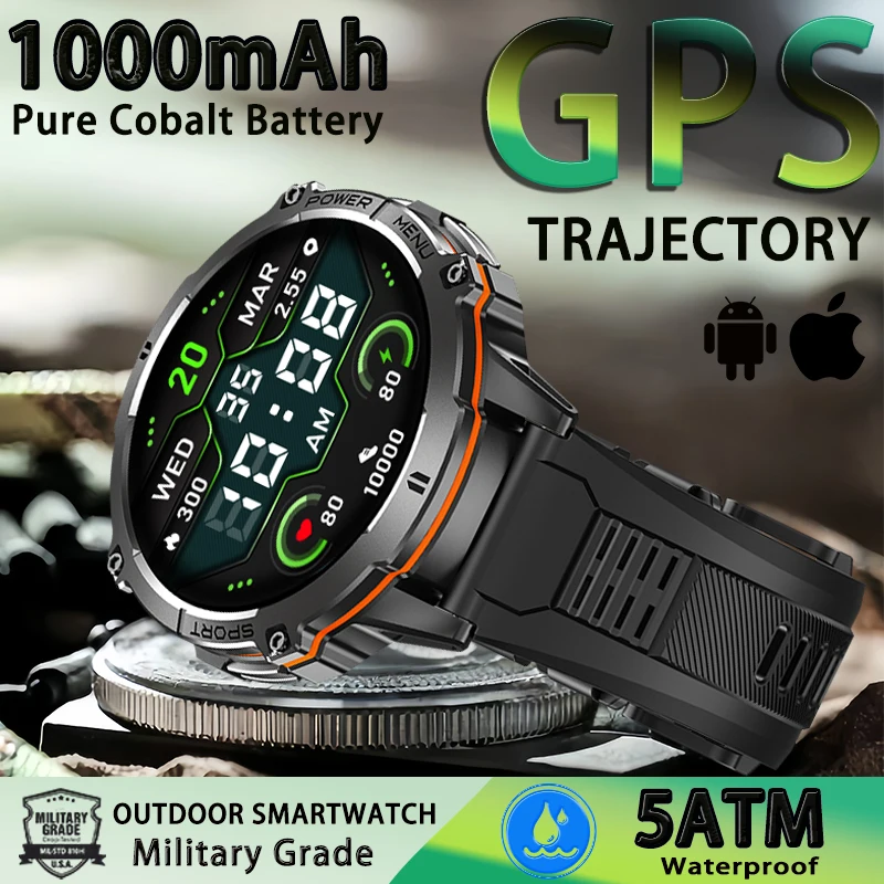 

2025 New Original Premium GPS SmartWatch Men 1.73'' AMOLED HD Display Built-in GPS Compass BT Call 5ATM Waterproof Smart Watch