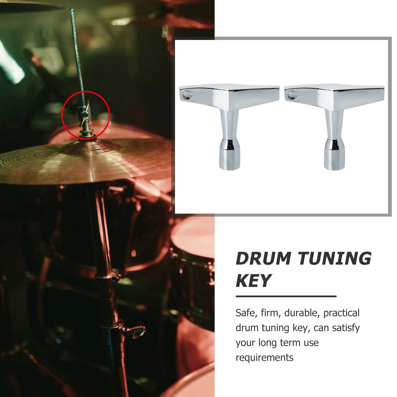 

2 Pcs Keys Drum Regulator Tuning Wrench Tuner Percussion Accessories Instrument Silver