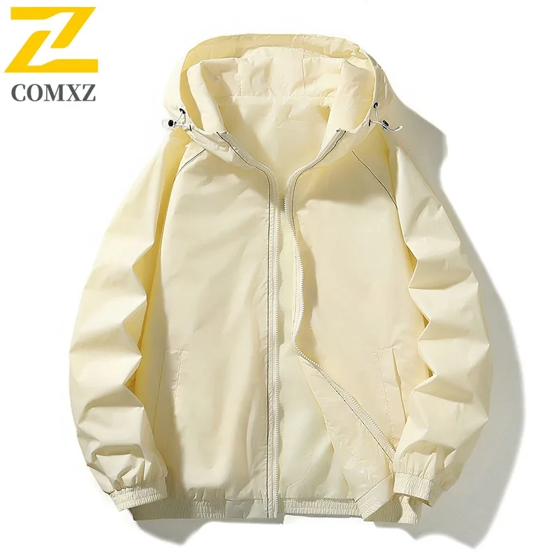 

COMXZ Мужская куртка с капюшоном, осень 2021, водонепроницаемое пальто для пешего туризма, мужская и женская легкая одежда для путешествий, удобная модная футболка
