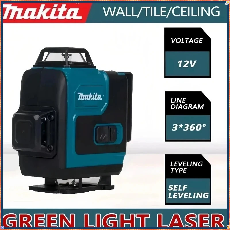 ماكيتا 16 خط عالي الدقة ثلاثي الأبعاد-4D أداة طاقة محمولة معلقة باللون الأخضر الأفقي والرأسي لبطارية ماكيتا #2