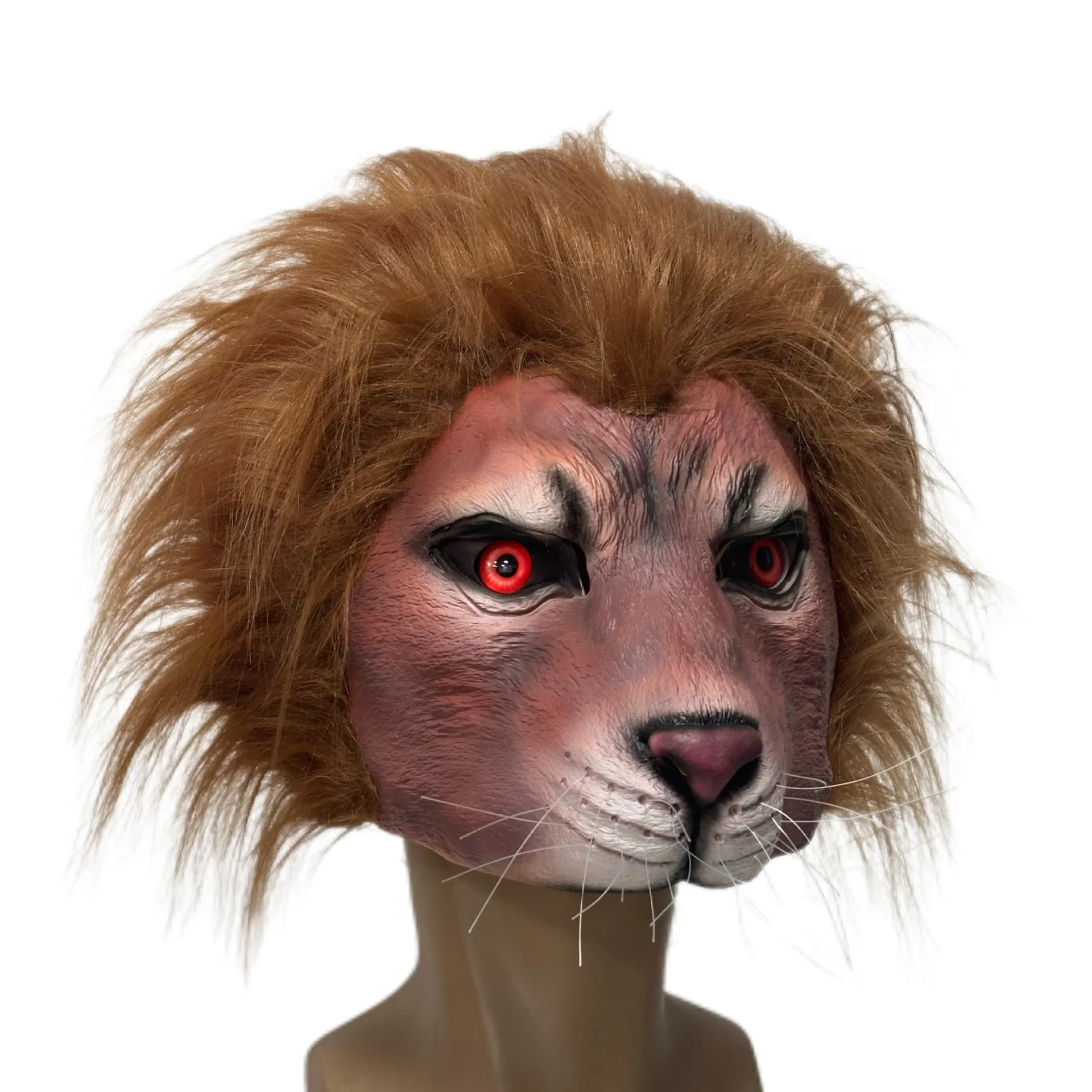 Realistische Löwen-Latex-Vollgesichtsmaske mit Kunstfellmähne Tierkopfmaske Halloween Cosplay Maskerade Karneval Party Kostüm Requisite – Detail 3