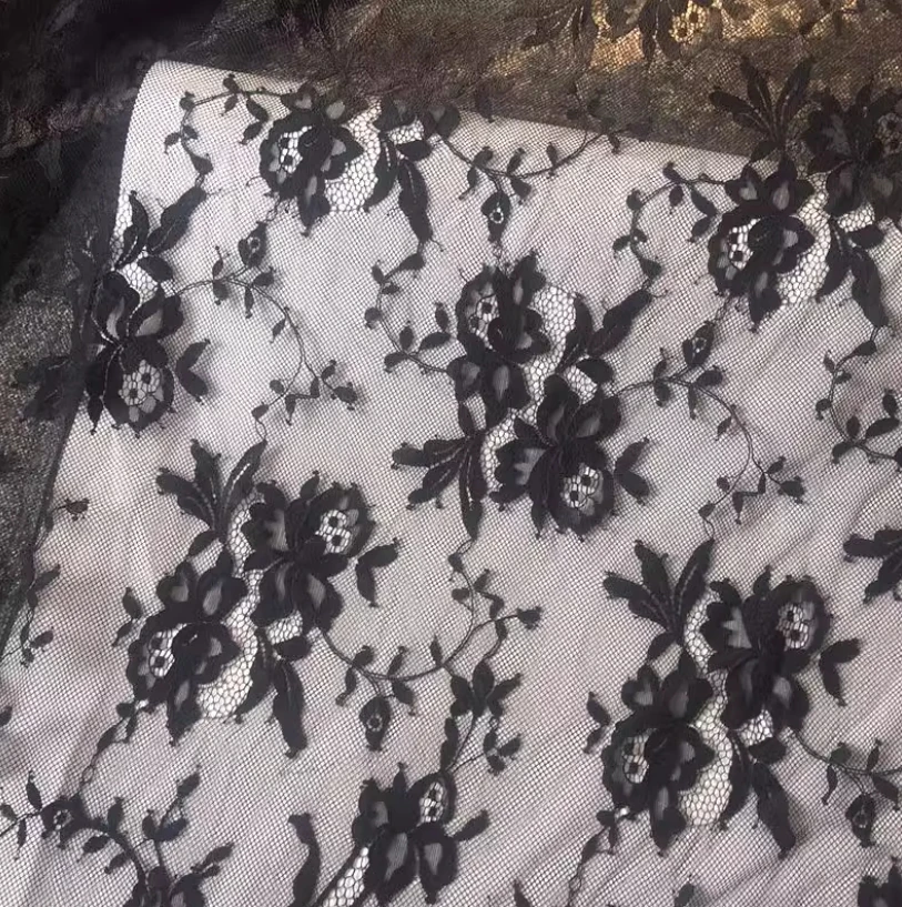 Weiche Wimpern Spitzenstoff, Hochzeitskleid, große Blumen Dekorationszubehör, Weiß, RS24007 – Detail 6