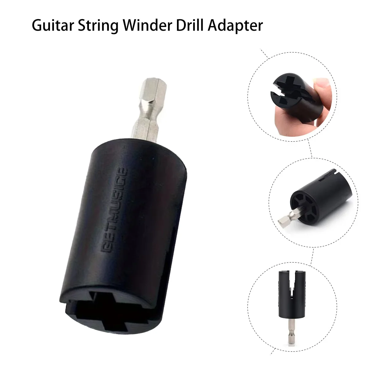 Miwayer 1PC Electric Drill Plug String Winder, Black Tuning Peg Puller for Guitar Bass Workshop Use