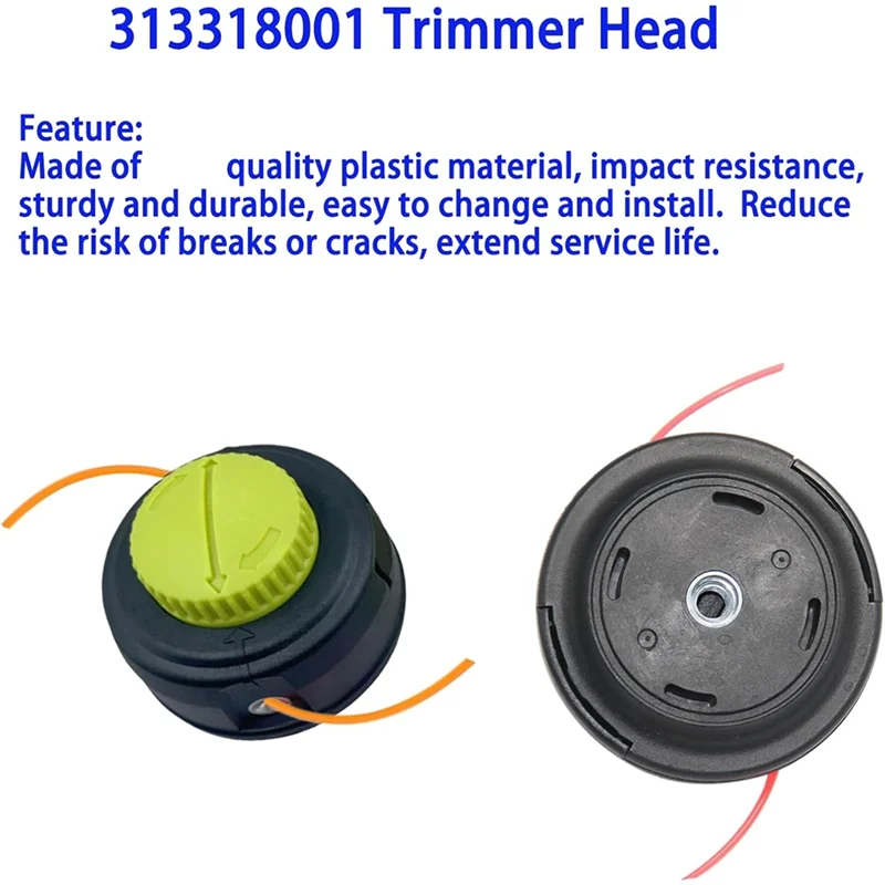 

B08B-Replacement Trimmer Head 313318001 For Homelite Ryobi P2009-2Pcs Per Pack Part Numbers 311759013 311759008