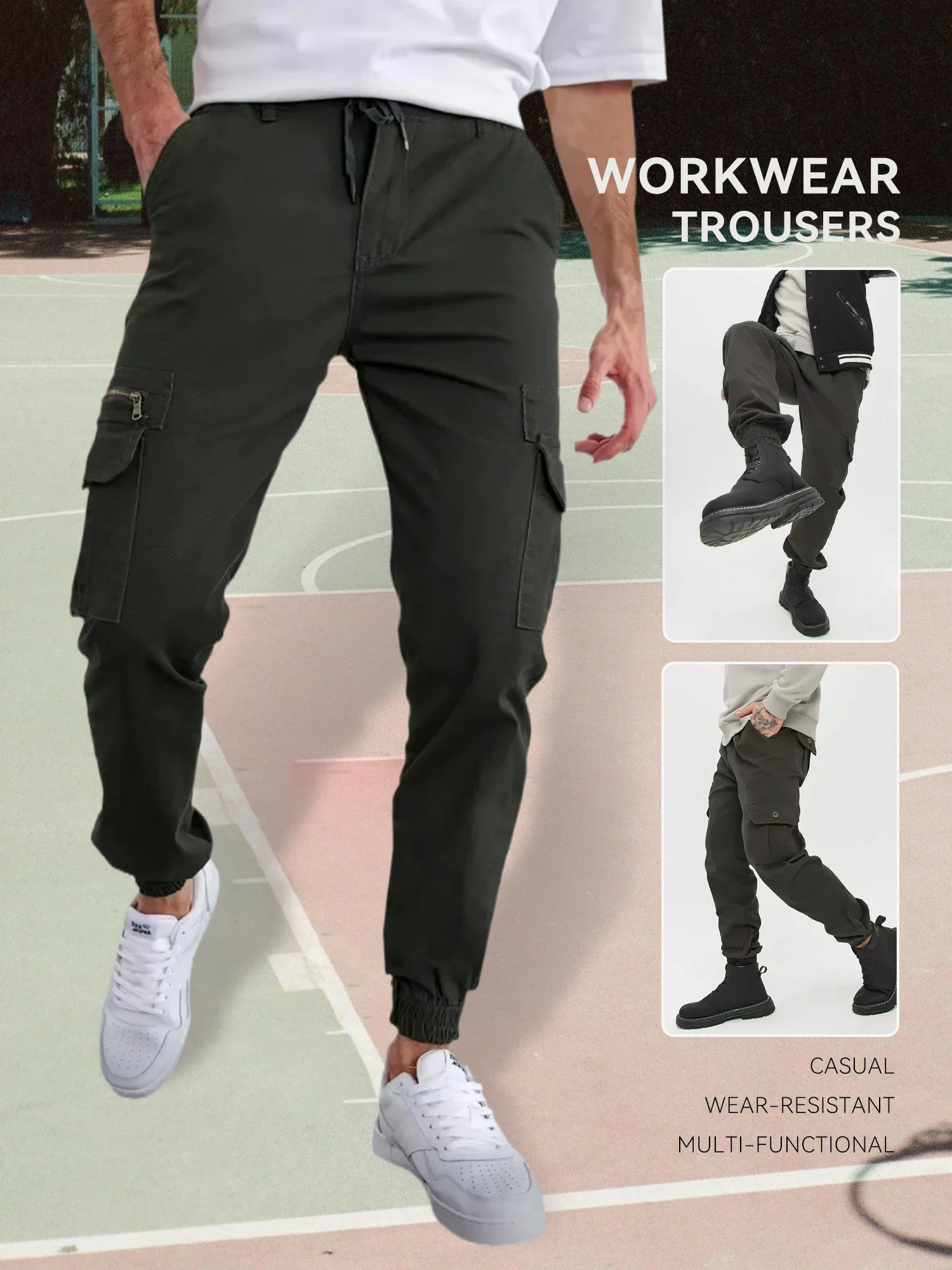 

Casual Men Cargo Pants Outdoor Long Pant Work Pants Multi-pocket Waterproof Pant Autumn Spring Workwear Hiking Truserso