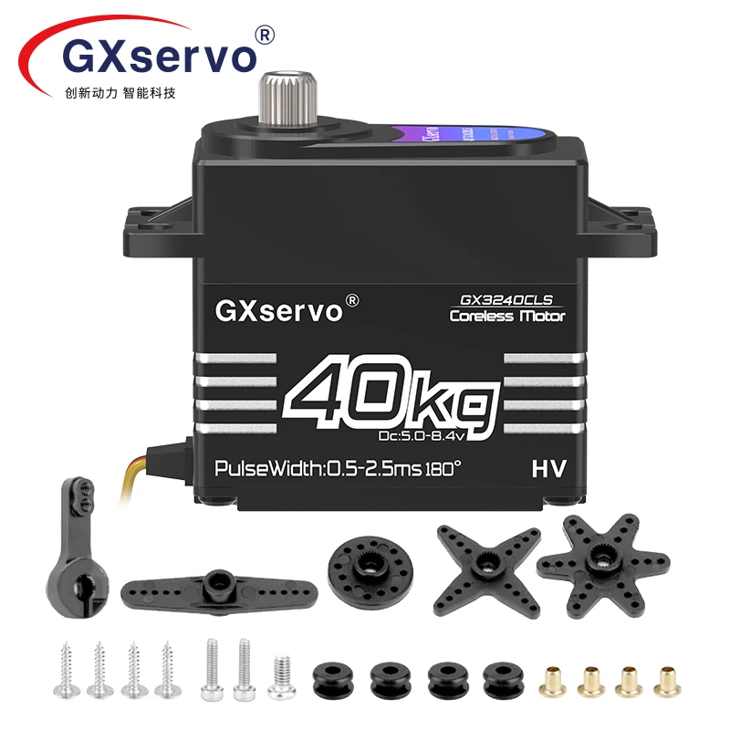 

Сервопривод без сердечника GXservo 40 кг, цифровой сервопривод с металлической шестерней высокого напряжения для радиоуправляемого автомобильного двигателя масштаба 1/8 1/10