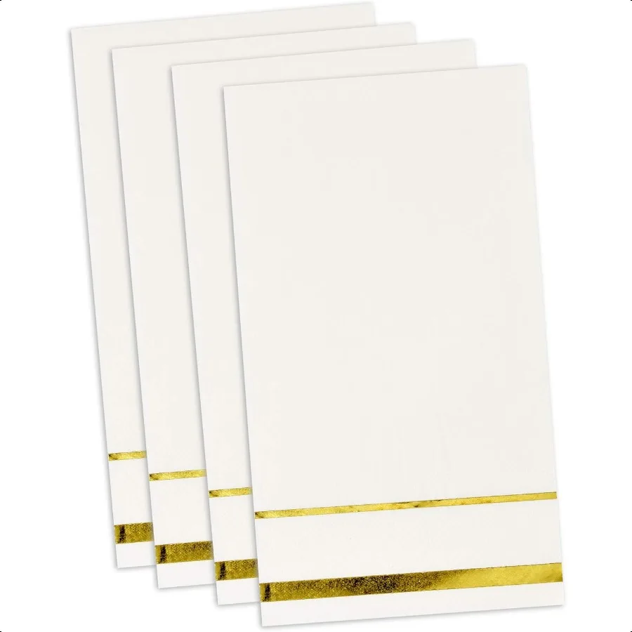 100 tovaglioli per ospiti foderati con finiture dorate, eleganti tovaglioli per la cena, per le vacanze, il bagno, la festa di compleanno, il matrimonio, il baby show