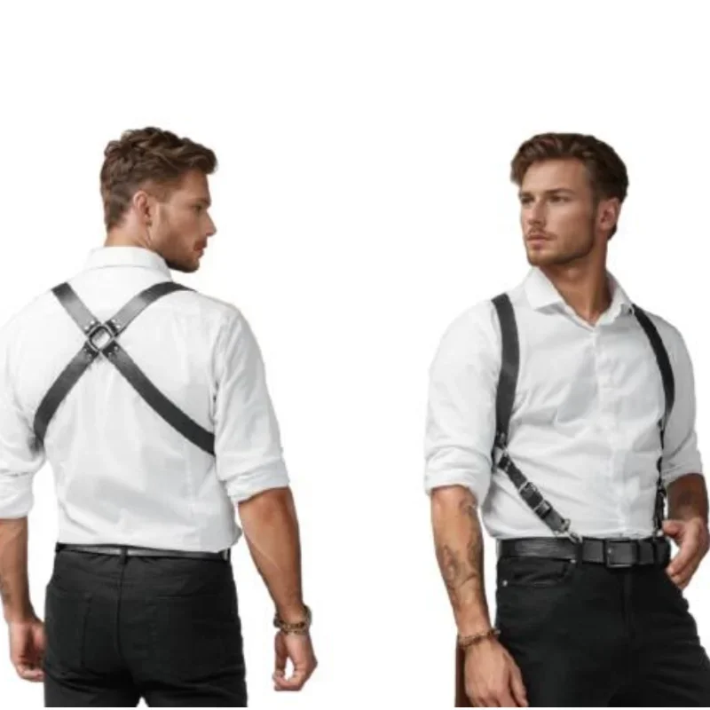 

Male Leather Harness Suspenders Belts Retro Gothic Punk Men Harness Accessories Adjustable Fetish Gay Body Straps Lingerie