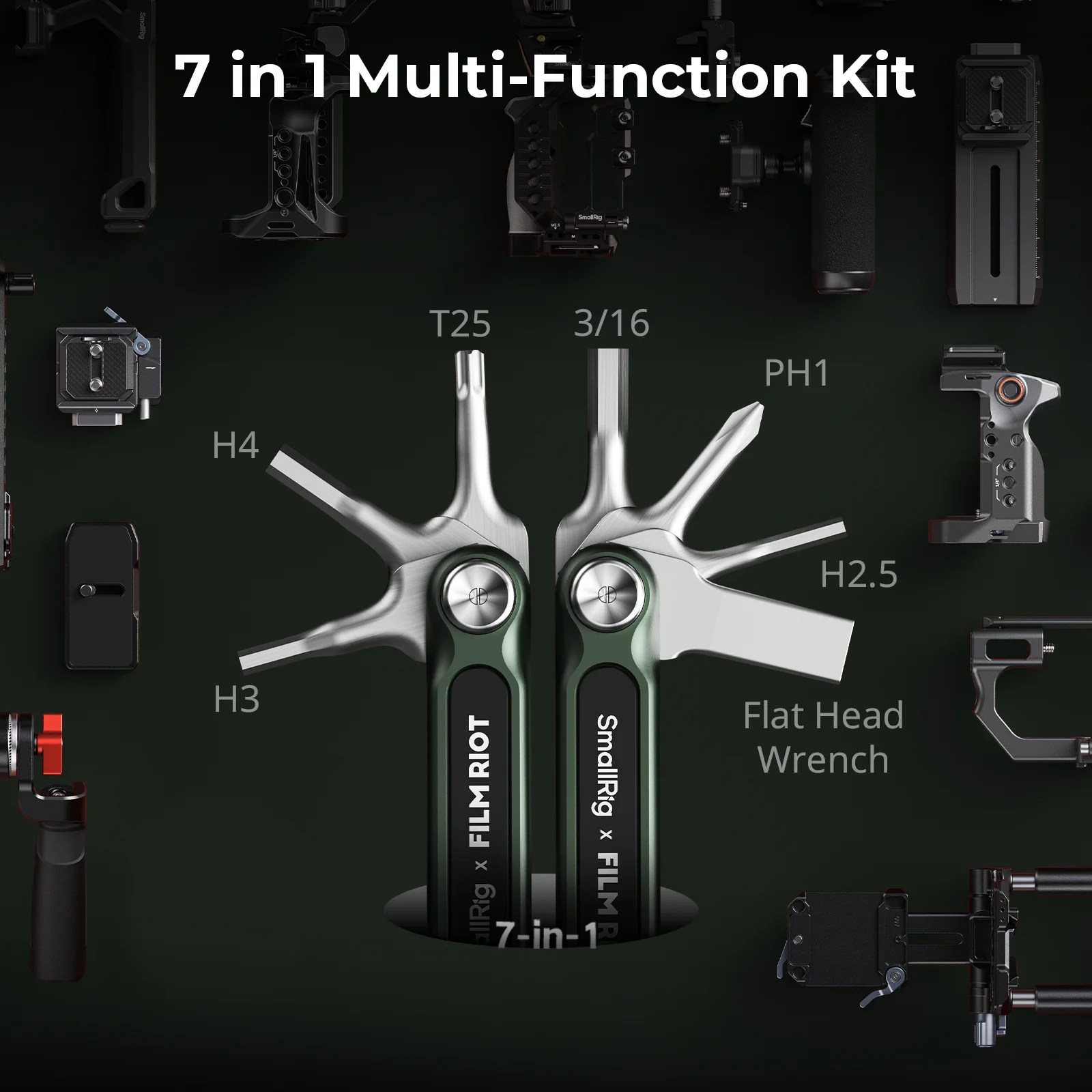 SmallRig Foldable Screwdriver Kit x FILM RIOT 7-in-1 Folding Wrench Set with Multiple Angle Positioning Metal Universal Kit 4812