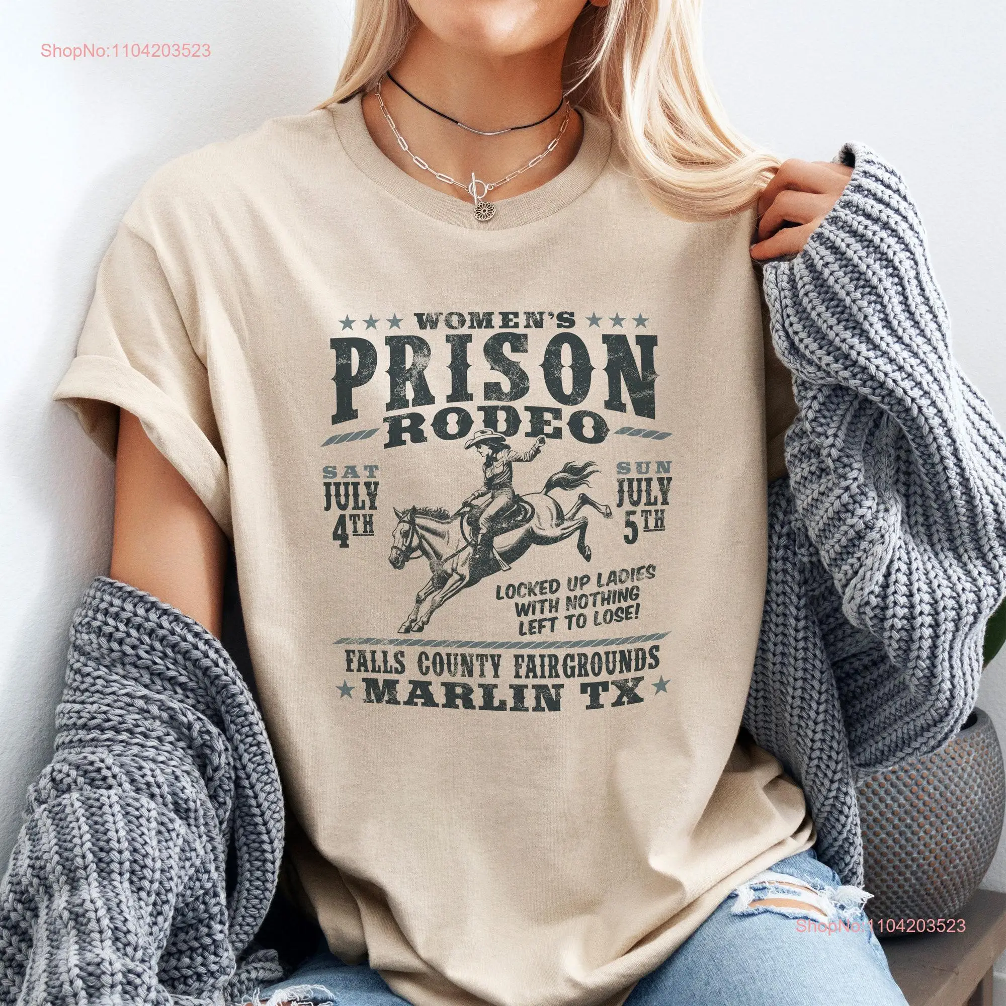 Texas Women's Prison Rodeo T Shirt Vintage Western Style Cowgirl Top Fun Lone Star State Idea Cool Christmas or Birthday