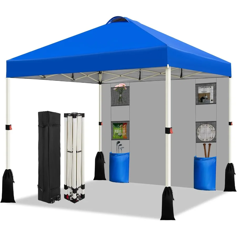 10x10 Pop Up Canopy Tent, 1-Button Push Setup Canopy Tent with 1 Sidewall, Adjustable Height Instant Portable Shelter, Portable