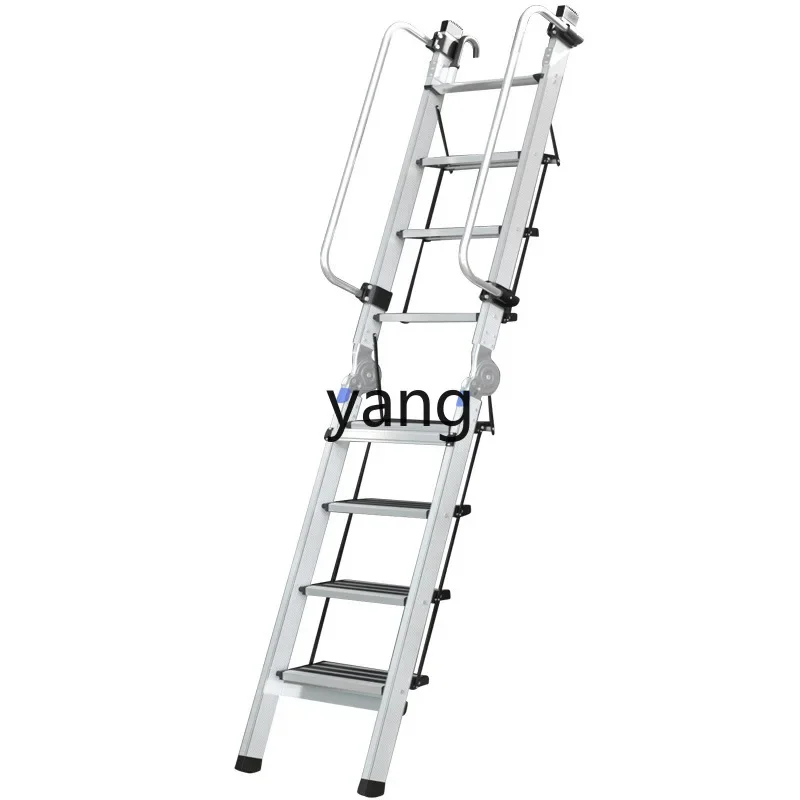 Lmm  household attic ladder thickened aluminum alloy wall straight ladder handrail folding ladder portable