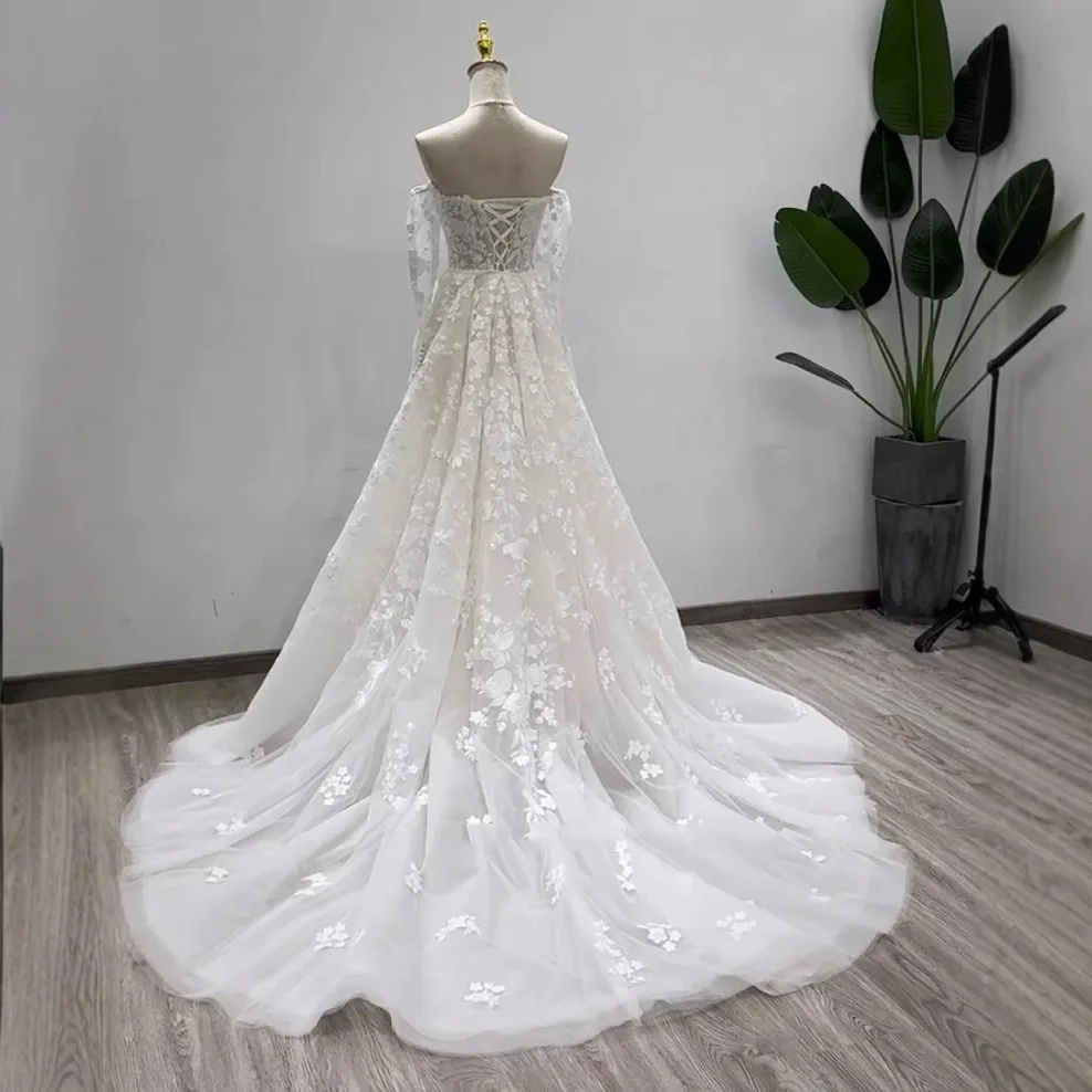 

Formal Occasions Wear White off-Shoulder Trailing Bridal Wedding Dress Light Luxury Minority Graceful
