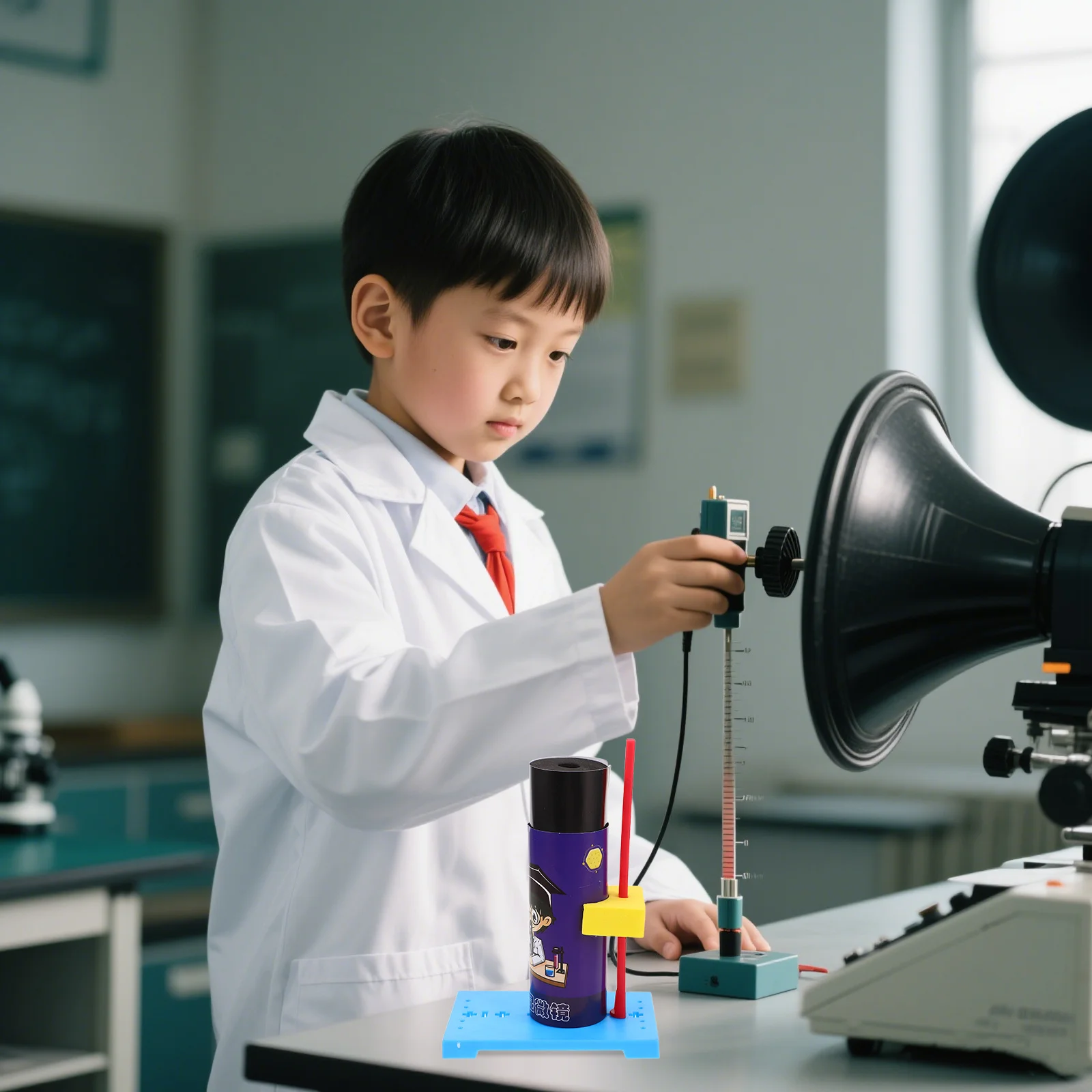 

1 Set Of Microscope Science Kit: Self-Assembly Mini Microscope For Students - Diy Science Experiment Material - Handheld To
