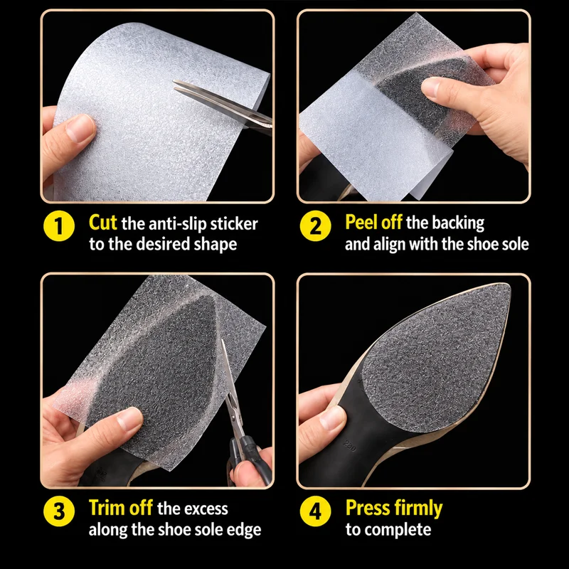 1/2 Roll of 50cm Long Transparent Anti-Slip Stickers, Cut to Size, Wear-Resistant and Durable, Anti-Slip Pads for Women's High Heels, Suitable for High Heels, Flat Shoes, and Sports Shoes, Clear Anti-Slip Sole Care Accessories, Winter Anti-Slip Stickers - view 6