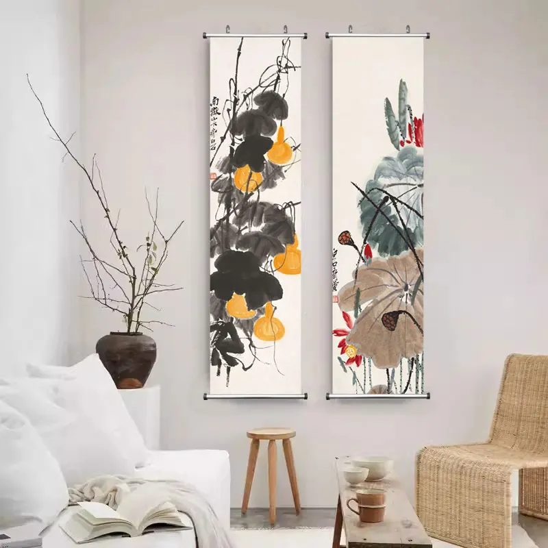 Zen Abstract Traditional Chinese Style Qi Baishi Wall Art Canvas Painting Poster Picture Print For Office Living Room Home Décor