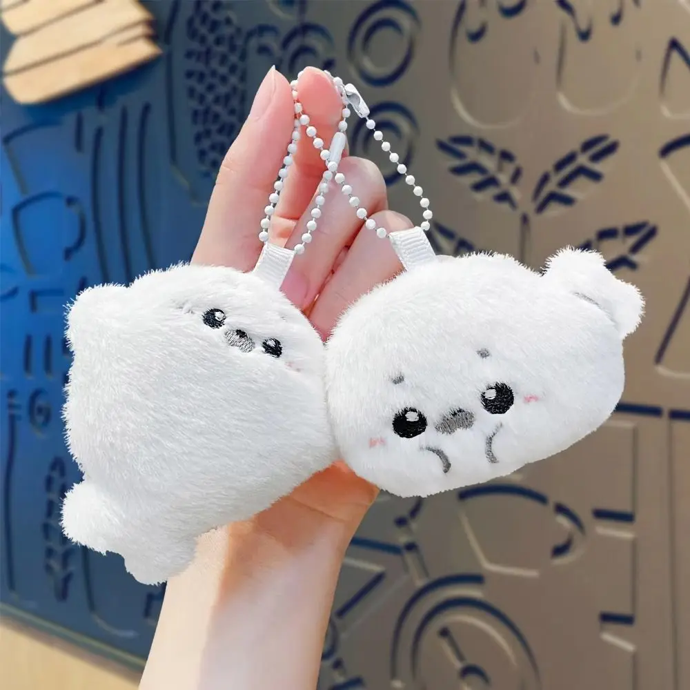 Ocean Animal Baby Seal Plush Bag Pendant Cute Soft Little Seal Doll White Fluffy Keyring Seal Plush Keychain Backpack Decor