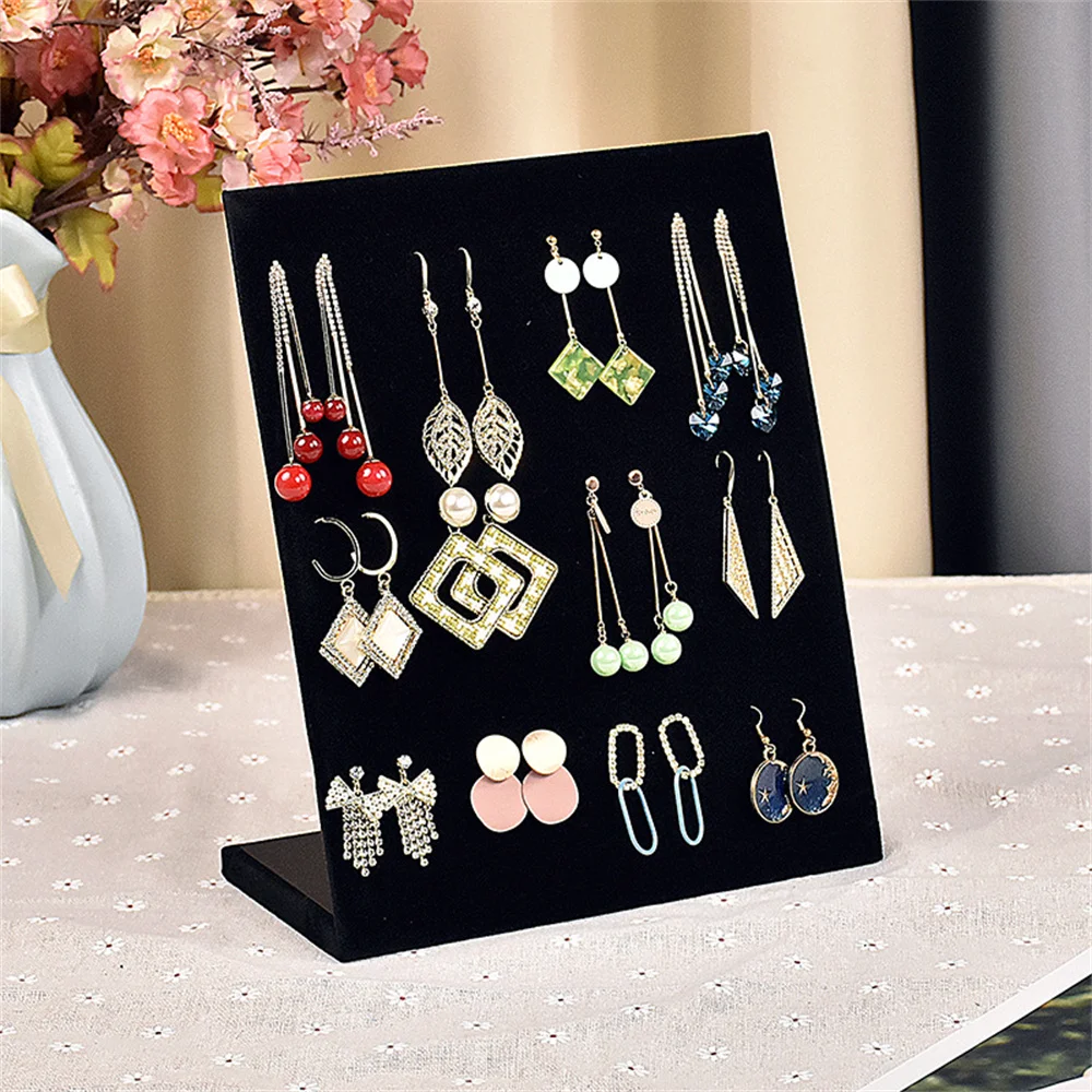 60 Holes Velvet Jewelry Storage Rack Portable Women Earring Display Stand Multifunctional Store Counter Studs Earring Organizer