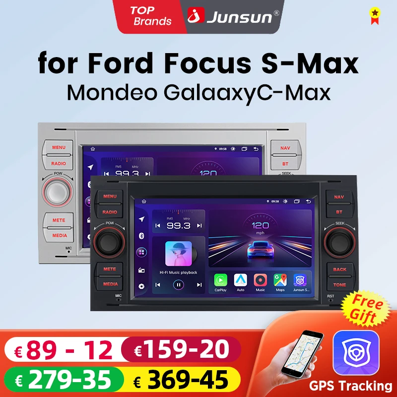 Junsun CarPlay Android Auto Radio for Ford Focus Mondeo Fiesta Transit Kuga C-Max S-Max Galaxy GPS Car Multimedia 2din autoradio