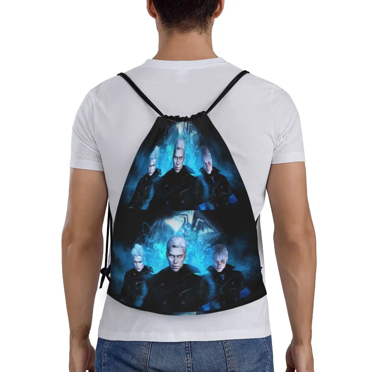 

Vergil From The Devil May Cry Series Backpacks Portable Drawstring Bundle Pocket Storage Bag Book Bags For Man Woman Students
