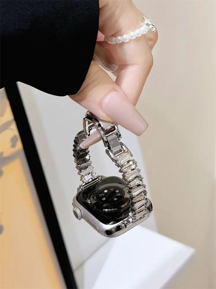 Metal tachonado de diamantes compatible con 38/40/41/42/44/45/46/49 mm compatible con correa Apple Watch Ultra/Se10/9/8/7/6/5/4/3/2/1
