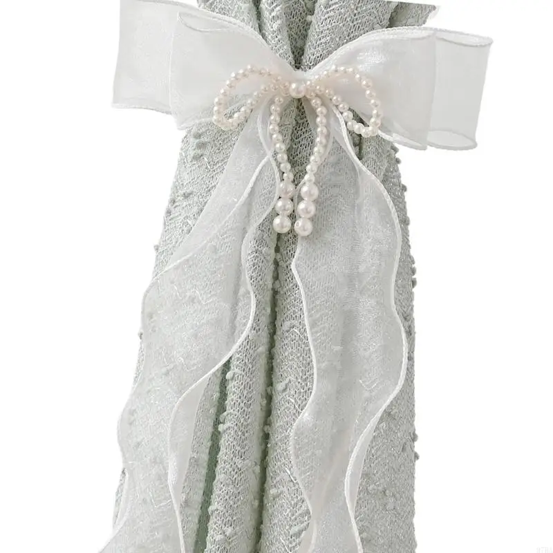 

97BA Elegant Artificial PearlsBow Curtain Tiebacks Curtain Holdback For Stylish Bedroom Living Room Wedding Party Home Decors