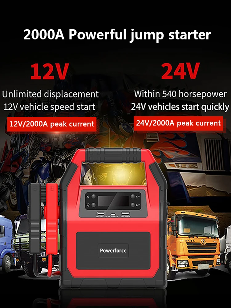 Multi Function 12V 24V 46800mah Battery Booster for Car Truck Solar Energy Generator Jump Starter Power Station