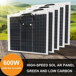 600W 300W Solar Panel 18V Flexible Monocrystalline Solar Cell With 30A-60A Controller Complete For Phone RV Car Boat Camping