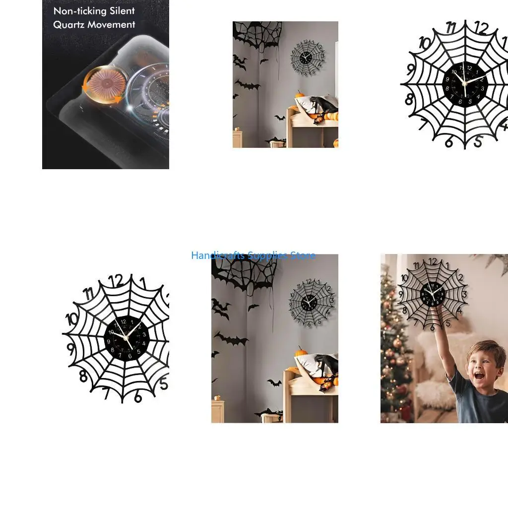 R1WA Spiders Web Wall Clock Modern Decorative Wall Clocks None Ticking Analog Clocks