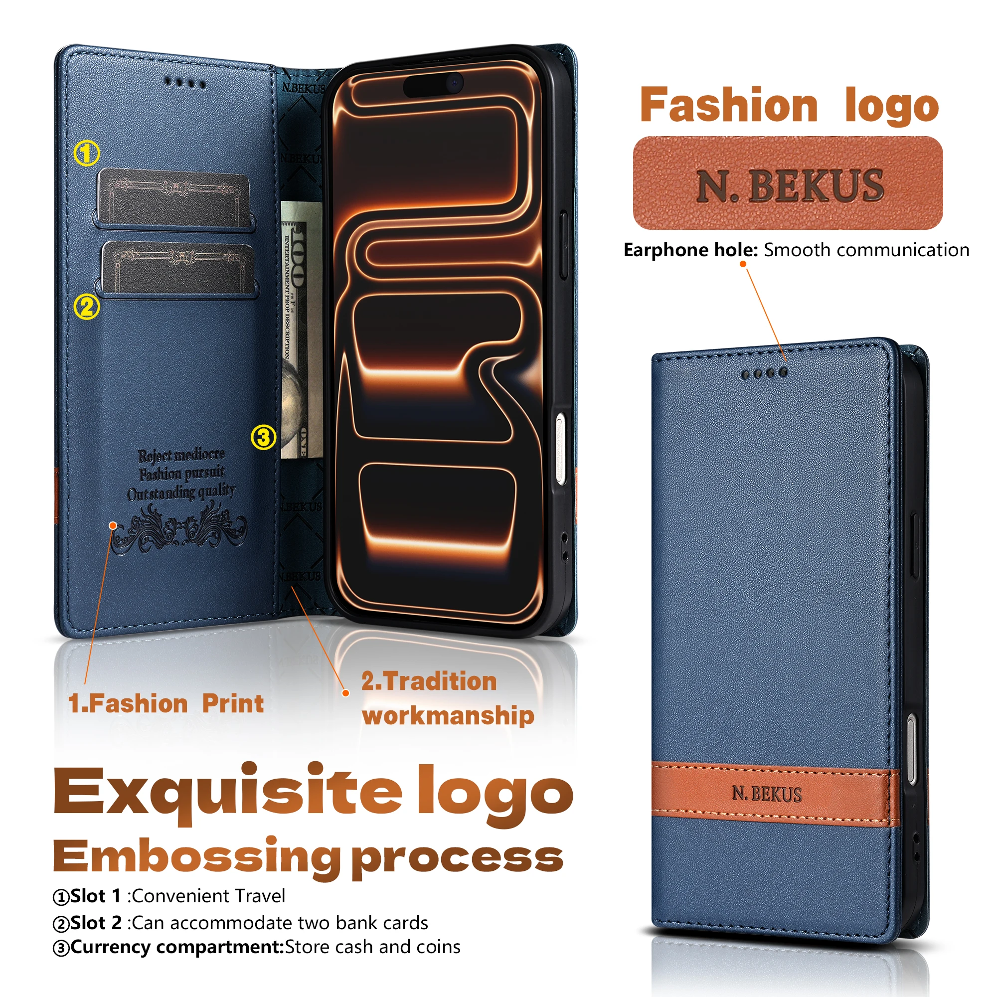 Luxury Splice Leather Wallet Cards Solt Case For IPhone 18 17 16 15 14 13 12 11 Pro Max Plus 17Air 17 16 E Flip Kickstand Cover view 4