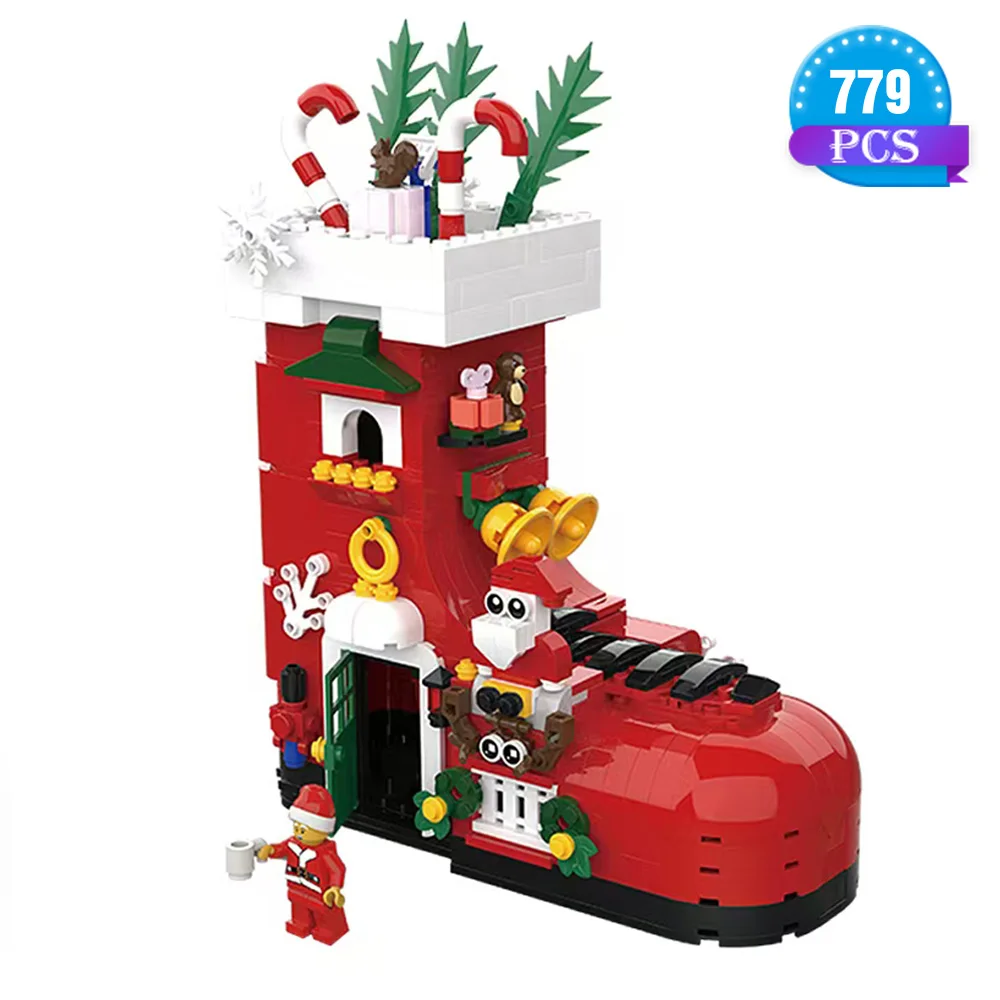 

Christmas Shoes Model Building Blocks MOC Winter Festive Santa Claus House Bricks Creative Ideas Toy Gift Girls Boys Kids,779PCS