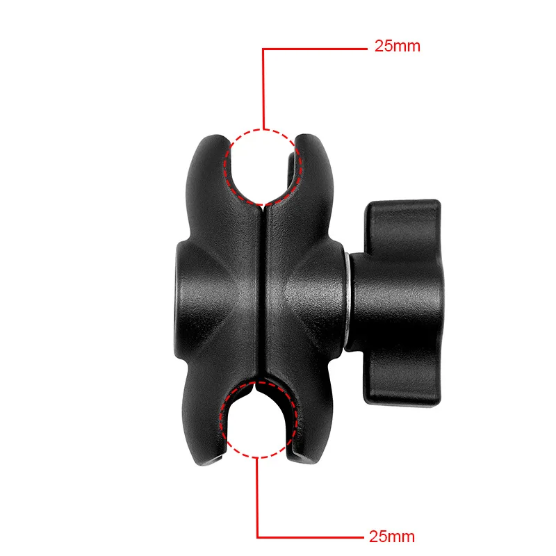 1 inch Ball Head Double Socket Arm Clamp Motorcycle Handlebar Base Mounting Bracket Bike Rail Mount Holder Stand Strong Clip