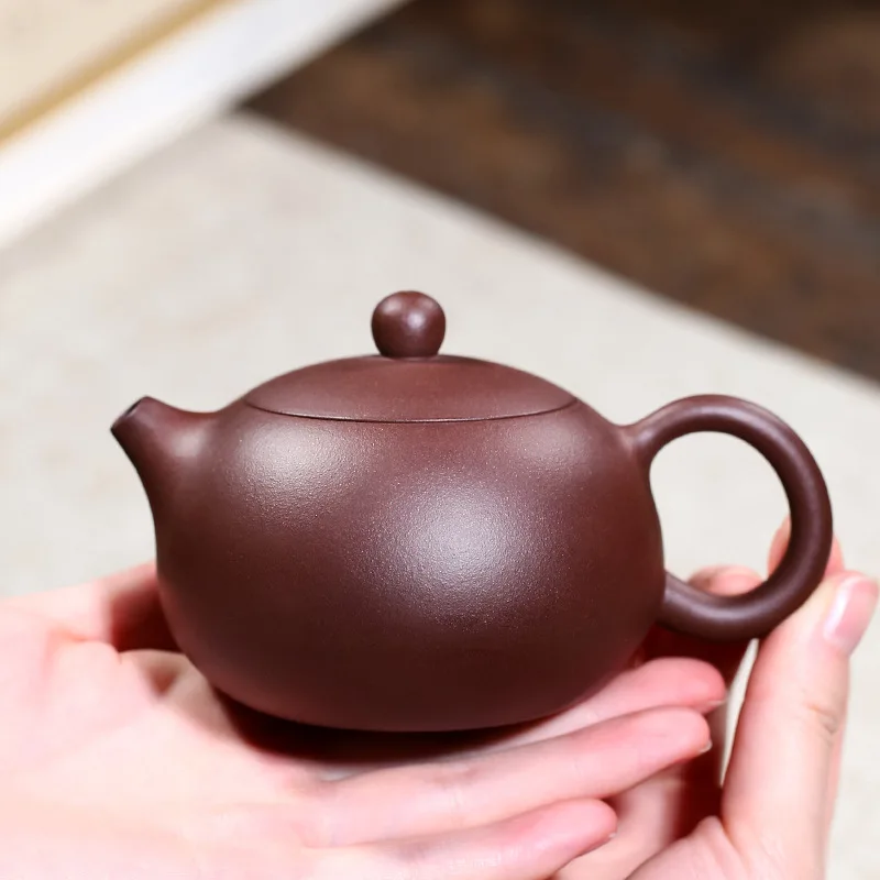 ball shaped infuser holes yixing zisha tea pot marked water lock purple grit xishi pot of tea handmade xishi