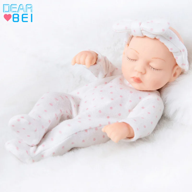 Muñeca Reborn de simulación de plástico suave de cuerpo completo para niñas, juguetes interactivos para dormir, casa de juegos, regalos, nuevo, 7 pulgadas