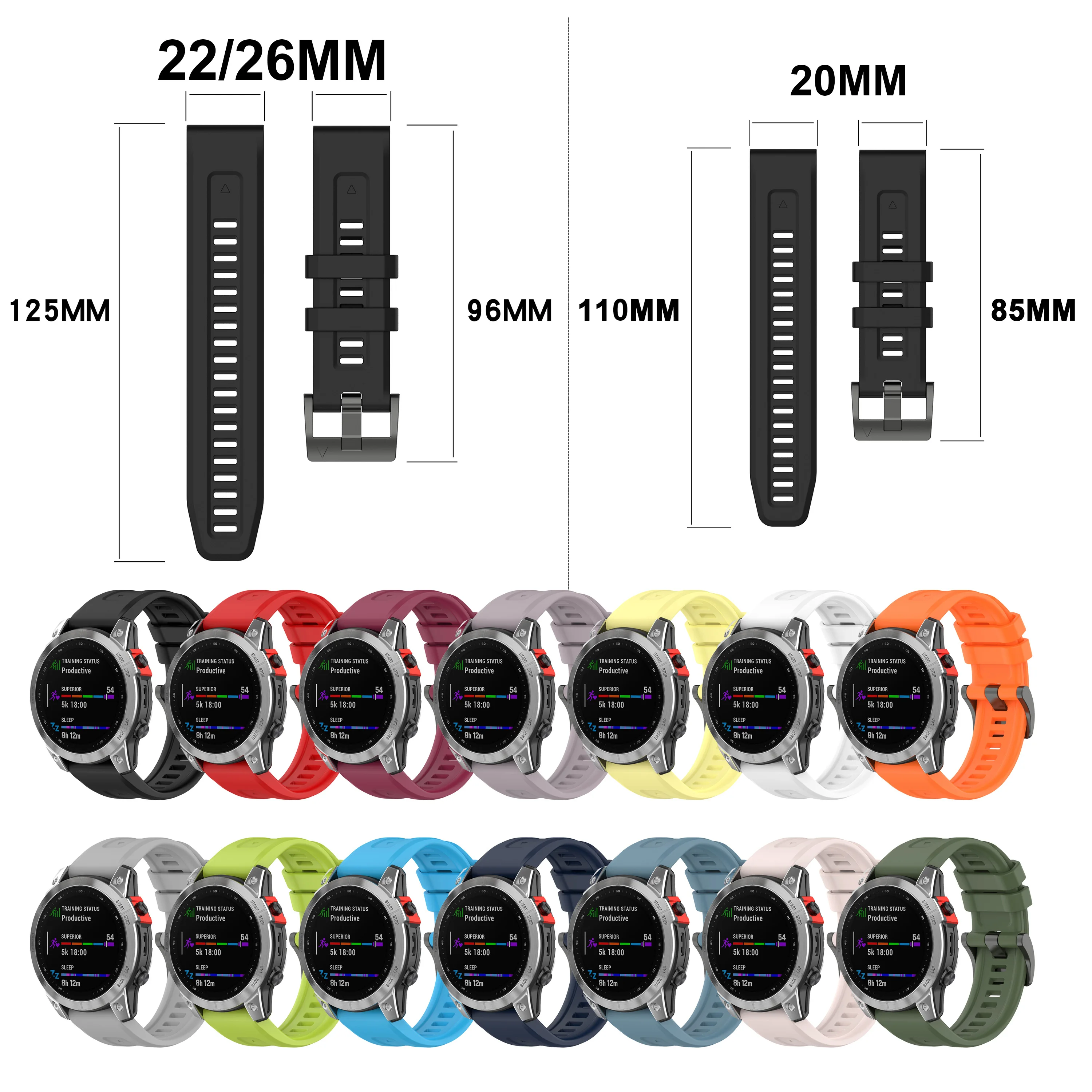 20 22 26MM Silicone Watchband Strap for Garmin Fenix 7 Pro 7X 7S 6X 6 Pro 5X 5S Plus Epix Pro Gen2 Instinct Replaceable Bracelet