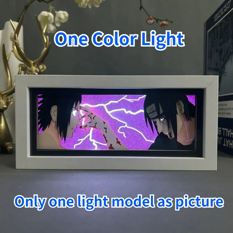 Uchiha Itachi 3D Anime LED Light Box Naruto Minato Action Figure Toys Paper Carving Light Lamp for Room Decor Kid Brithday Gift