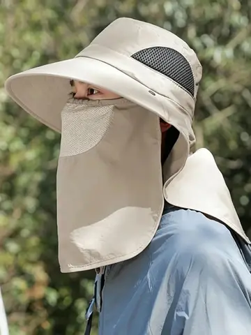 UPF 50+ Sun Hat with Face Neck Flap Wide Brim UV Protection Fishing Hat for Men Women Outdoor Hiking Gardening