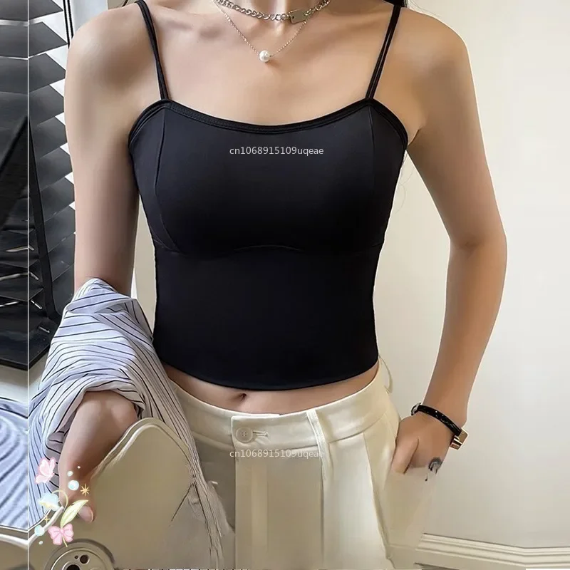 Nova camisola sem costura para mulheres fitness colheita topos verão fino elegante sexy all-match casual roupa interior de uma peça tanques topo