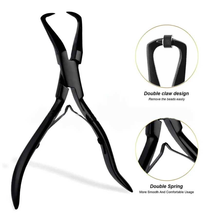 1 /2PCS 5.5 inch Silver Stainless Steel Clamp Hair Extension Plier with Two Hook Keratin Hair Extensions Removal Tools