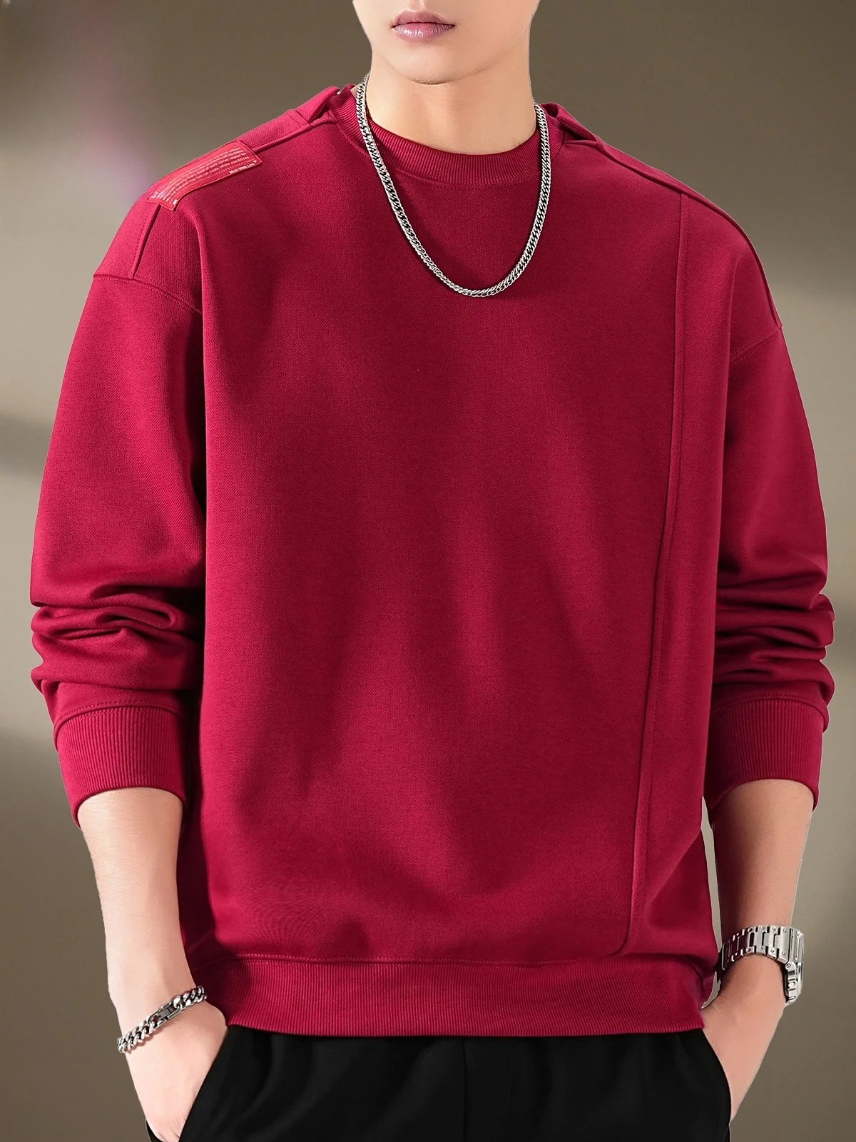 

Повседневная мужская толстовка с длинным рукавом и круглым вырезом, весенний тренд, американский стиль, свободный крой, удобная хлопковая футболка