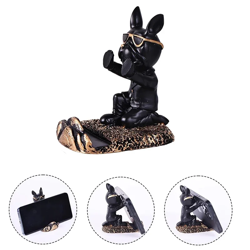 Französische Bulldogge, Schreibtisch-Dekoration, niedliche Hundeskulpturen, Telefonhalter, Tierfigur, Handy-Ständer, Heimbüro-Dekorationen – Detail 3