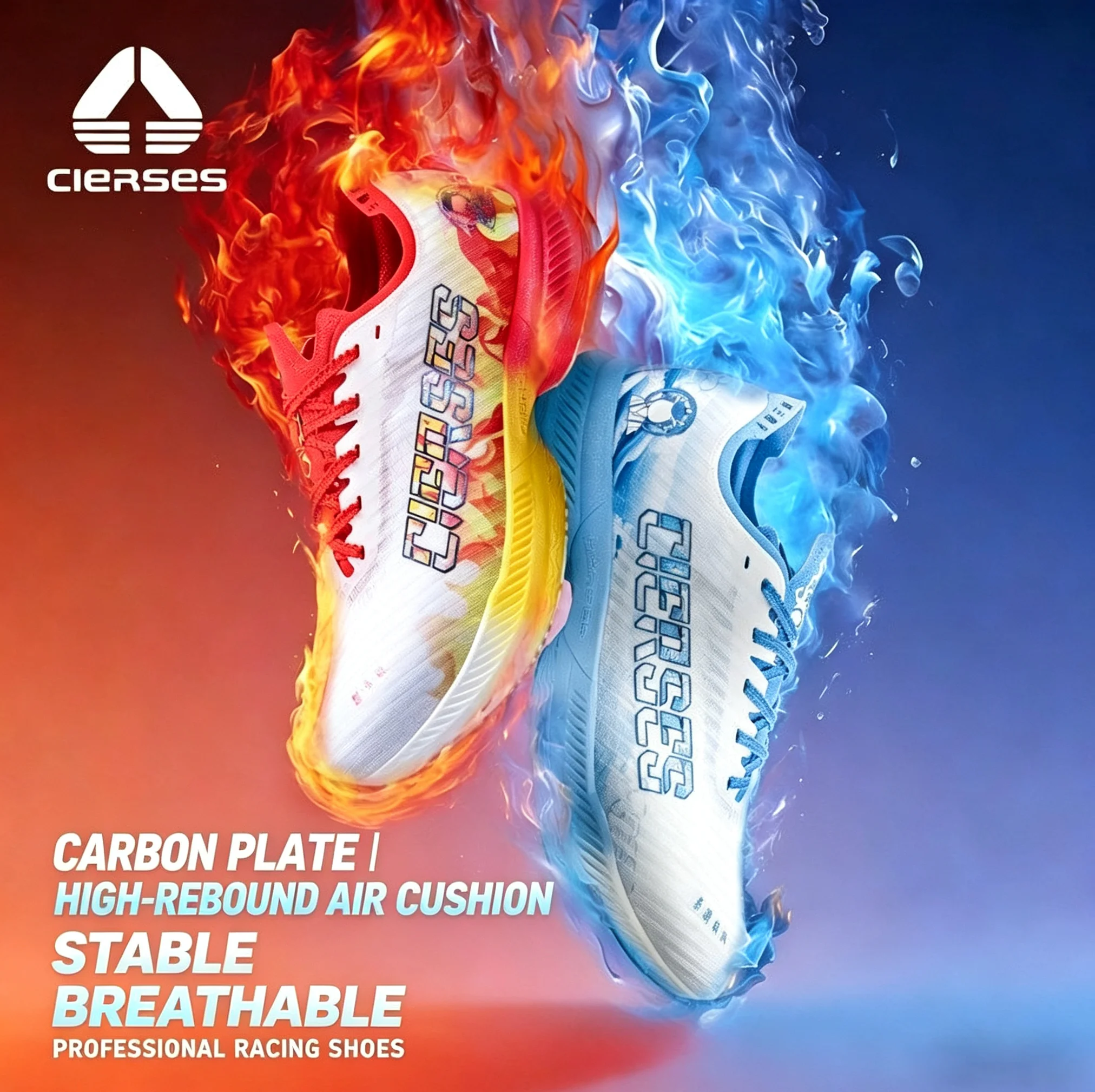 CLERSES Full-Length Carbon Plate Air Cushion Shock Absorbing Training  Racing Sneakers Breathable  Stable Unisex 2475