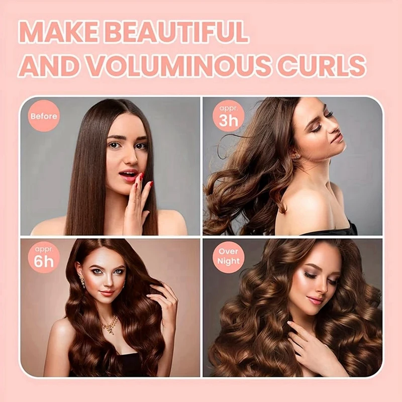 No Heat Hair Curler Overnight No Heat Curls Blowout Rod Headband For All Hair Types+Hook No Heat Curling To Sleep